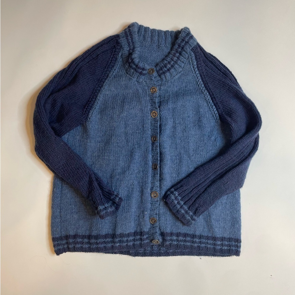 💙 Vintage Italian Collezion Unisex Cardigan – Two-Tone Blue Knit 💙 - Picture 8 of 11